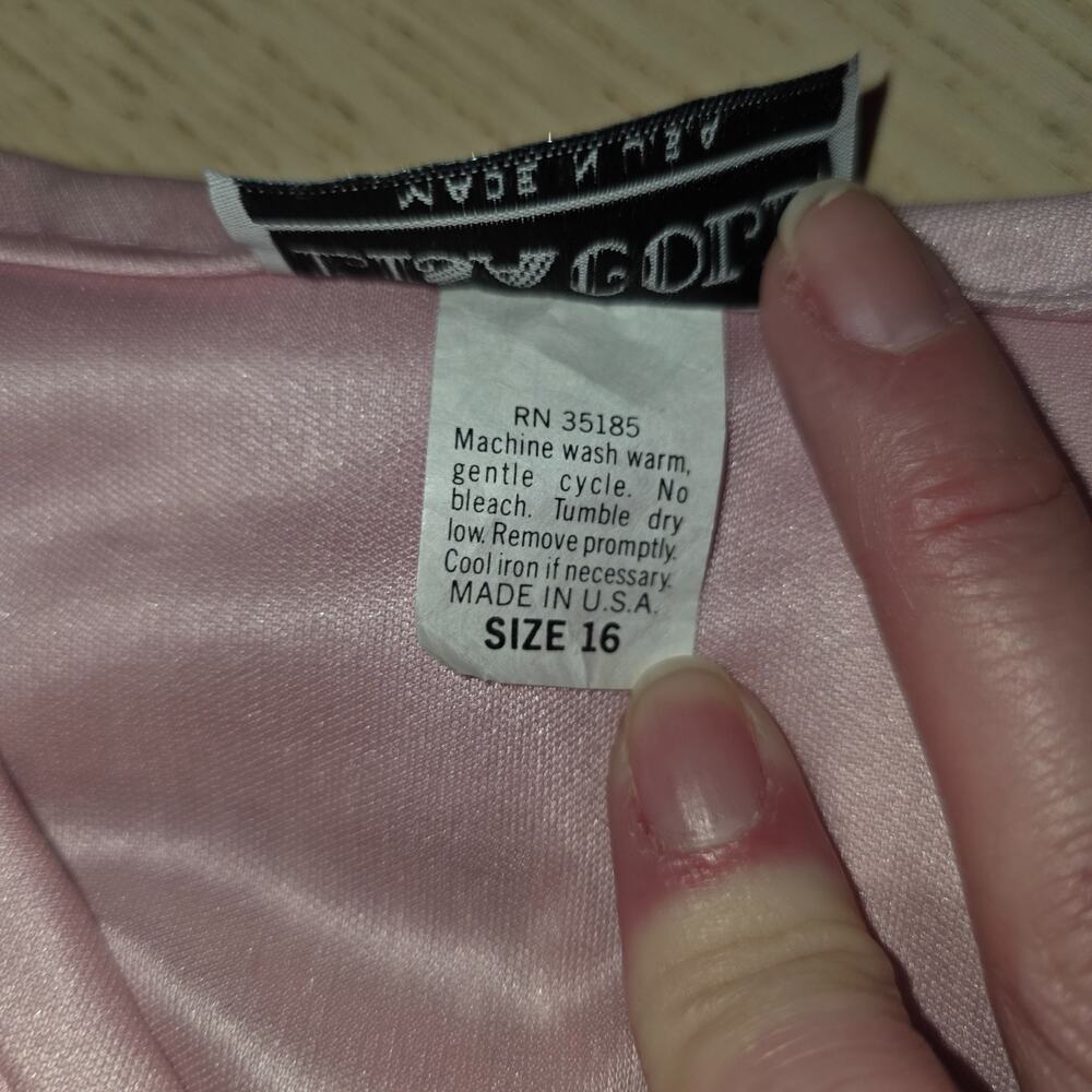 Vintage Pink Mini Accordion Pleat Overlay Dress Size L Long Sleeve Boho Modest - Picture 9 of 9